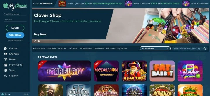 MyChance Casino secure login and account verification page